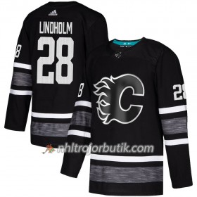 Män Ishockey Calgary Flames tröja Elias Lindholm 28 Svart 2019 All-Star Adidas Authentic